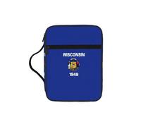 KLJnmbb Sac de rangement étanche avec drapeau de l'État du Wisconsin - Sac de rangement religieux pour l'église et les voyages