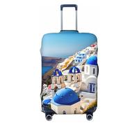 KLJnmbb Santorini Housse de protection universelle élastique lavable Motif île grecque vue sur la mer, Noir , L