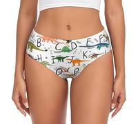 KLJnmbb Sous-vêtements élégants d'apprentissage des lettres de l'alphabet avec imprimé dinosaures pour femmes, sous-vêtements sans couture, flexible, extensible, respirant, doux et confortable, usage