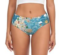 KLJnmbb Sous-vêtements sans couture pour femme avec imprimé carte de la Grèce, souple, extensible, respirant, doux et confortable, usage quotidien, Noir , 4XL
