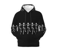 KLJnmbb Sweat à capuche pour homme avec imprimé tête de mort squelette pour Halloween, automne et printemps, tenue décontractée, doux et confortable, Noir , XXL