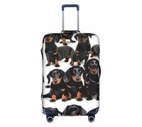 KLJnmbb Teckel Weiner Housse de protection élastique lavable anti-rayures et anti-poussière pour valise Motif teckel, blanc, L