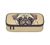 KLJnmbb Trousse à crayons de voyage amusante avec imprimé carlin et chiots 21,6 x 5,1 x 9,4 cm, sac de rangement fonctionnel pour fournitures de bureau