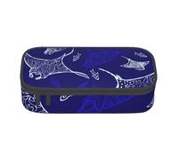 KLJnmbb Trousse à crayons de voyage Motif raie manta et poisson 21,6 x 5,1 x 9,4 cm Sac de rangement fonctionnel pour fournitures de bureau