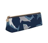 KLJnmbb Trousse à crayons élégante avec fermeture éclair - Motif requin océan - Grande capacité - Triangle - Pour outils d'écriture