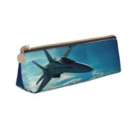 KLJnmbb Trousse à crayons élégante avec motif avions de chasse - Grande capacité - Poche triangulaire avec fermeture éclair pour outils d'écriture