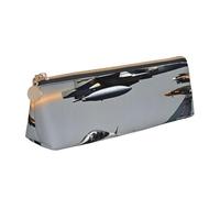 KLJnmbb Trousse à crayons élégante avec motif avions de chasse - Grande capacité - Poche triangulaire avec fermeture éclair pour outils d'écriture