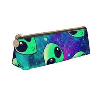 KLJnmbb Trousse à crayons élégante avec motif extraterrestres verts - Grande capacité - Pochette triangulaire avec fermeture éclair pour outils d'écriture