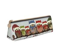 KLJnmbb Trousse à crayons élégante avec motif hiboux sur branche de Noël avec fermeture éclair pour outils d'écriture