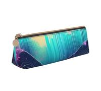 KLJnmbb Trousse à crayons élégante avec motif vagues sonores et musique cool - Grande capacité - Poche triangulaire avec fermeture éclair pour outils d'écriture