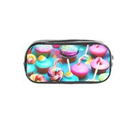 KLJnmbb Trousse à crayons transparente colorée avec motif sucettes, cupcakes et donuts pour étudiants, enfants, garçons et filles