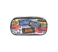 KLJnmbb Trousse transparente avec impression plaque d'immatriculation pour étudiants, enfants, garçons et filles