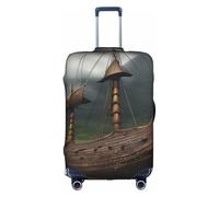 KLJnmbb Vikings Housse de protection élastique lavable anti-rayures pour valise Motif bateau, blanc, M