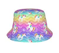 kljzzr Chapeau seau tendance licorne arc-en-ciel imprimé galaxie chapeau de soleil pliable d'été unisexe chapeau de pêcheur d'extérieur pour femmes et hommes, Licorne arc-en-ciel 07, taille unique