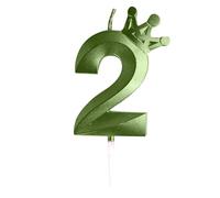 KlK102 Bougie d'anniversaire en forme de chiffre avec couronne 3D Vert Taille unique