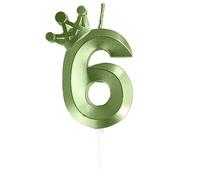 KlK102 Bougie d'anniversaire en forme de chiffre avec couronne 3D Vert Taille unique