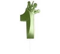 KlK102 Bougie d'anniversaire en forme de chiffre avec couronne 3D Vert Taille unique