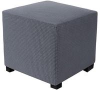 klkjk Housse pour Repose/Housse de Pouf Tabouret Carrée Rangement Housse de Ottomane Extensible Housse De Protection Pouf Rectangulaire Housse de Repose-Pieds élastique (Color : Gray, Size : 40x40cm)