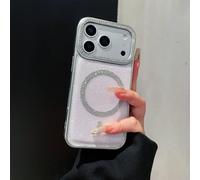 KLKLKTT Coque de Luxe à Paillettes et Diamants étoilés pour iPhone 17, 16, 15, 14, 13, 12 Pro Max et Plus, avec Chargement magnétique sans Fil, Blanche, Compatible avec iPhone 16 Plus