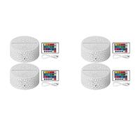 KLKNE Lot de 4 Socles de Lampe de Nuit à LED 3D + Télécommande + Câble USB, Présentoir de Spectacle de Lumière 16 Couleurs pour Acrylique Fissuré