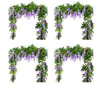 KLKNE Lot de 8 guirlandes de glycine artificielle en rotin à suspendre pour cérémonie en plein air, violet