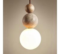 Klkrwy Suspension en Travertin Jaune Nordique Wabi-sabi Lampe Suspendue en Verre Mini Suspension De Chevet LED 3000k Lustre Luminaires Suspendus Réglables pour Au-Dessus De La Ta, Wood Color
