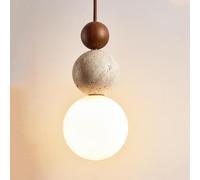 Klkrwy Suspension en Travertin Jaune Nordique Wabi-sabi Lampe Suspendue en Verre Mini Suspension De Chevet LED 3000k Lustre Luminaires Suspendus Réglables pour Au-Dessus De La Ta, Walnut Color