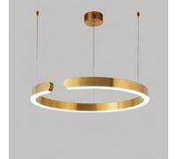 KlkrzJwy 23.6'' LED Moderne Suspension Cercle Plafonnier Lampe Suspendue 3 Couleurs Gradation Bar Lustre Hauteur Réglable Lampe Suspension De Luxe Doré Îlot De Cuisine Luminaires pour Chambre