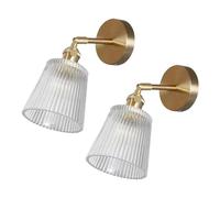 KlkrzJwy Applique Murale en Laiton Appliques murales Modernes Ensemble de 2 Appliques murales à Angle réglable Abat-Jour en Verre rayé Lampe Murale E26 Luminaires de Base pour Salon loft Cuisine