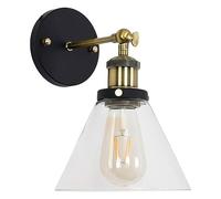 KlkrzJwy Applique Murale Industrielle Vintage, avec Abat-Jour Conique en Verre Clair Lanterne Murale Murale pour Couloir Salon Cuisine Salle À Manger Chambre Miroir De Vanité