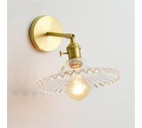 KlkrzJwy Applique Murale Vintage Industrielle Moderne E27 Applique Murale avec Support De Lampe en Laiton Up & Down Direction D'éclairage Abat-Jour en Verre pour Cuisine Island Salon Chambre