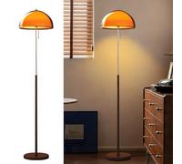 KlkrzJwy Lampadaire Champignon 153 CM, Orange, Style Milieu Du Siècle, Globe En Acrylique, Ampoule E27, 3 Couleurs, Dimmable, En Bois, Pour Salon, Chambre, Bureau, Salle À Manger (Ampoule Incluse)