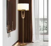 KlkrzJwy Lampadaire de luxe nordique 65 pouces Lampe de salon dorée Abat-jour en tissu blanc Lampes de sol Canapé Lampe de lecture sur pied LED Lumière chaude 3000K Grande lumière pour bureau