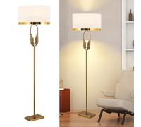 KlkrzJwy Lampadaire de Luxe Nordique 65 Pouces Lampe de Salon dorée Abat-Jour en Tissu Blanc Lampes de Sol Canapé Lampe de Lecture sur Pied LED Lumière Chaude 3000K Grande lumière pour Bureau