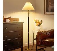 KlkrzJwy Lampadaire En Bois Du Milieu Du Siècle 59,1 Pouces Lampadaire En Lin E26 Lampe Haute À Intensité Variable Avec Base En Fer Lampe Sur Pied En Tissu Pour Salon Bureau Chambre Canapé Coin