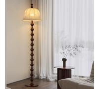 KlkrzJwy Lampadaire En Bois Wabi-sabi 64,2" Lampadaire En Lin Lampe Sur Pied En Noyer Avec Tissu Imprimé E26 Lampe Haute À Intensité Variable Pour Salon Bureau Chambre Canapé Couloir