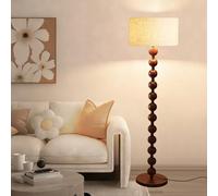 KlkrzJwy Lampadaire En Lin De 160 Cm, Style Milieu Du Siècle, Imitation Bois, Culot E27, Intensité Variable, Couleur Beige, Forme Ronde, Idéal Pour Salon, Chambre, Bureau Ou Salle À Manger.