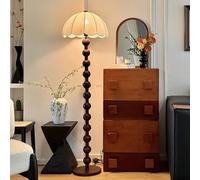 KlkrzJwy Lampadaire En Tissu Wabi-sabi 63" Lampadaire En Fer Grain De Bois Lampe Sur Pied En Tissu Imprimé Avec E26 Dimmable Couleur Noyer Grande Lumière Pour Salon Chambre Bureau Couloir