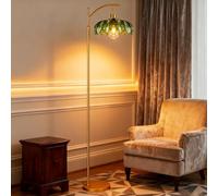 KlkrzJwy Lampadaire En Verre Nordic Flower Lampadaire Doré Réglable En Hauteur Lampe Sur Pied En Fer Avec E27 Dimmable Lampe Haute En Verre Vert Pour Salon Chambre Bureau Salle À Manger