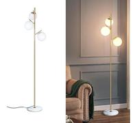 KlkrzJwy Lampadaire Globe En Verre À 3 Lumières Mid Century 165 Cm, Lampadaire Doré En Marbre Avec E27 À Intensité Variable, Grand Luminaire En Verre Dépoli Pour Salon, Chambre À Coucher, Bureau