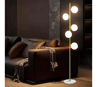KlkrzJwy Lampadaire Mid Century 5 Lumières 66,9" Globe En Verre Lampadaire Lampe Haute En Verre Dépoli Avec Base En Marbre E26 Dimmable Lampe Sur Pied Pour Salon Bureau Chambre Canapé Coin