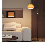 KlkrzJwy Lampadaire Nordique En Verre Orange, Lampe De Sol À Arc Réglable En Hauteur, Base En Marbre, Lampe Haute Avec Globe En Verre, Luminaires Sur Pied À Intensité Variable E26 Pour Salon