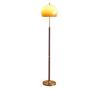KlkrzJwy Lampadaire rétro 63 Pouces en Bois avec Abat-Jour en Verre Orange, lampadaire en Fer galvanisé, Lampe d'ambiance pour Chambre à Coucher avec Interrupteur à Pied pour Salle de Classe