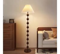 KlkrzJwy Lampadaire Vintage En Lin, Applique Murale En Fer Imitation Bois, Culot E27, Intensité Variable, Abat-jour En Tissu Couleur Noyer, Idéal Pour Le Salon, La Chambre Ou Le Bureau.