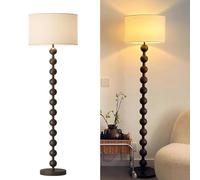 KlkrzJwy Lampadaire Wabi-sabi 63" Lampe De Sol en Tissu Lampe De Sol Haute avec Corps en Bois avec E26 Dimmable Lampe sur Pied Sphérique pour Salon Chambre Salle De Lecture Villa Bureau