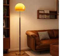 KlkrzJwy Lampe Sur Pied « Mushroom » 160 CM, Style Mid-Century Modern, Orange, En Bois Avec Globe En Verre E27 À 3 Températures De Couleur, Idéale Pour Salon, Chambre Ou Bureau (Ampoule Incluse)