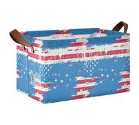 KLL 4th Of July Sketch Lot de 2 paniers de rangement robustes avec poignées pliables pour organiser les vêtements