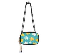 KLL Aquarelle Blanc Jaune Feuilles d'érable Turquoise Mignon Sacs à Bandoulière Hommes Tendance avec Sangle Réglable Noir Sac à Main Go Shopping