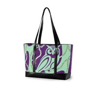 KLL Art abstrait hibou vert violet professionnel sac fourre-tout professionnel pour femme avec fermeture éclair sac 14 pouces grand sac à main pour l'école avec maletín para laptop mujer
