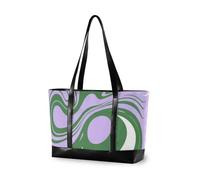 KLL Art abstrait vert violet mode ordinateur portable sacs fourre-tout pour femmes avec fermeture éclair fourre-tout de voyage grand sac à main pour salle de sport avec bolsos para mujeres